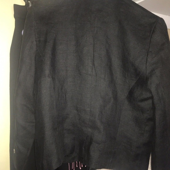 Jennifer Moore Petite Blazer Sz10P Black Linen Mother Of Pearl Buttons NWOT - Picture 8 of 8